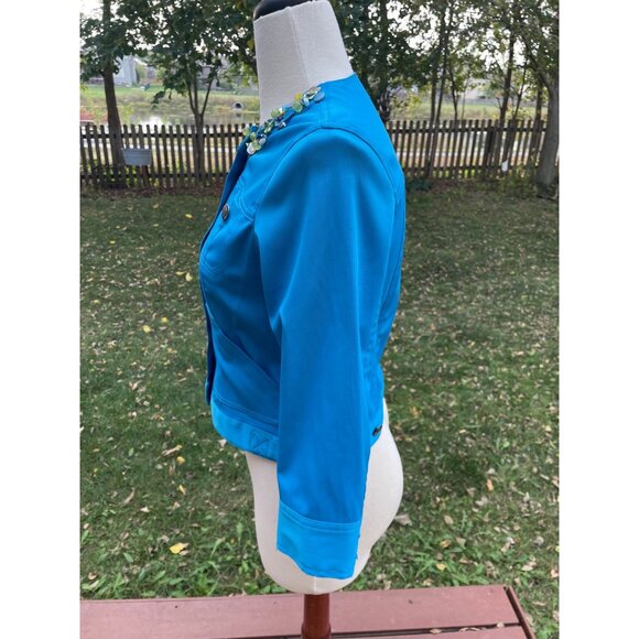 Ruby Rd. Petite Womens Embellished Collar Blue Jacket 6P - Picture 3 of 9